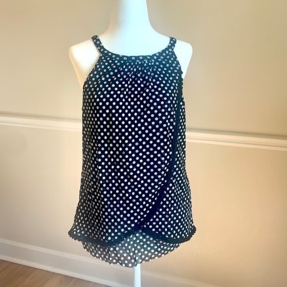 INC INTERNATIONAL CONCEPTS Polka Dots Blouse L